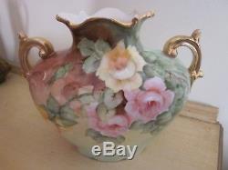Antique Hand Painted Roses Vase