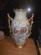 Antique Handpainted Elite Limoges 15.5 2-handled Vase Floral Withgold Accents