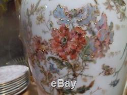 Antique Handpainted Elite LIMOGES 15.5 2-Handled Vase Floral withGold Accents