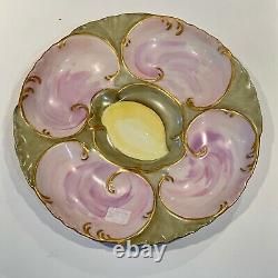 Antique Handpainted Victorian Haviland Limoges 4 well Oyster Plate c. 1894-1931
