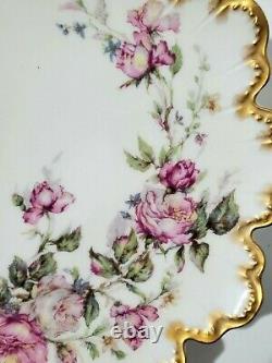 Antique Haviland & Co Limoges Plate Hand Painted with Roses and Gilded 9