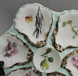 Antique Haviland & Co Limoges Sea-Life 6 Well Hand Painted 9 Oyster Plate