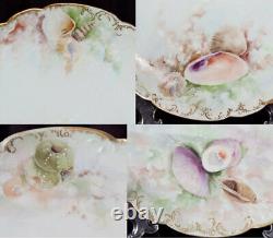 Antique Haviland Limoges Hand Painted Oyster Sea Shell Fish Plates Serving Dish
