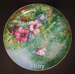 Antique Haviland Limoges Porcelain Plate Charger Hand Painted Floral France 1892
