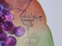 Antique JPL Jean Pouyat Limoges Hand Painted 12 1/2 Porcelain Charger Grapes