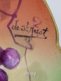 Antique JPL Jean Pouyat Limoges Hand Painted 12 1/2 Porcelain Charger Grapes