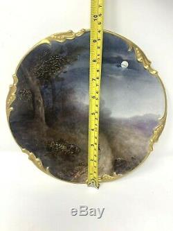 Antique JPL Jean Pouypat Limoges France Hand Painted Plate Night Trail Signed