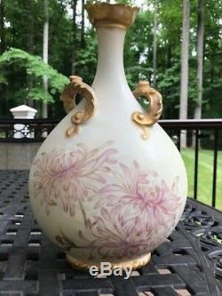 Antique Jean Pouyat (J. P. L.) Limoges France Hand Painted Gilt Vase-Marked 11.5