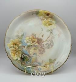 Antique Jean Pouyat Limoges France Hand-Painted Plate with Yellow Floral Design