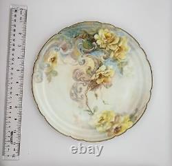 Antique Jean Pouyat Limoges France Hand-Painted Plate with Yellow Floral Design