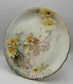 Antique Jean Pouyat Limoges France Hand-Painted Plate with Yellow Floral Design