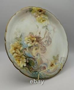 Antique Jean Pouyat Limoges France Hand-Painted Plate with Yellow Floral Design