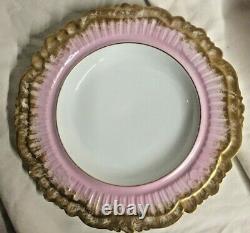Antique Jean Pouyat Limoges Hand Painted Cheese Keep, Pink and Gold