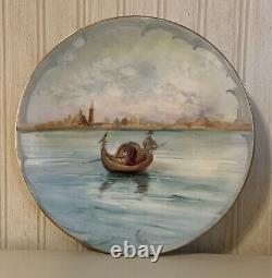 Antique Jean Pouyat Limoges Hand Painted Gondola In Venice Lagoon Luncheon Plate