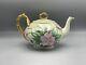 Antique Jean Pouyat Limoges Teapot Hand Painted Wild Roses France Heavy Gold