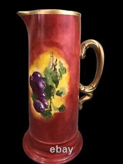Antique Jean Pouyet Limoges France Large 12 Gold Gilt Tankard Hand Painted