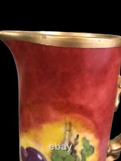 Antique Jean Pouyet Limoges France Large 12 Gold Gilt Tankard Hand Painted