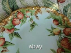 Antique Jp&l Limoges Hand Painted Strawberry Fruit Heavy Gold Porcelain Bowl
