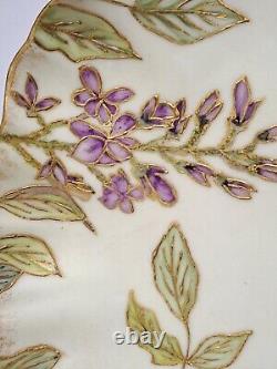 Antique Jpl Limoges France Hand Decorated Floral Plate 11.25