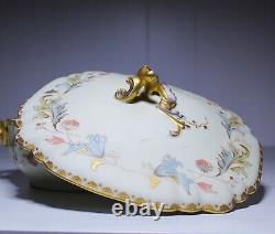 Antique LIMOGES France Haviland Hand Painted Porcelain Covered Serving Bowl