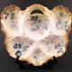 Antique Limoges Handled Oyster Plate Blue Flowers, Gold M. Redon C. 1892 -'96