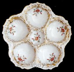 Antique LS&S Strauss LIMOGES Porcelain HAND PAINTED China OYSTER PLATE / France