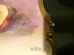 Antique L. R. L. Limoges Hand Painted 15 1/2 Charger Roses Peaches Artist Signed