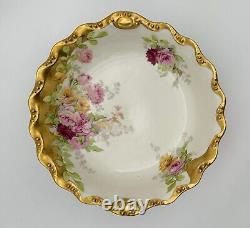 Antique L. R. L. Limoges Hand Painted Porcelain Serving Dish Floral & Gold Trim