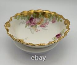 Antique L. R. L. Limoges Hand Painted Porcelain Serving Dish Floral & Gold Trim