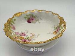 Antique L. R. L. Limoges Hand Painted Porcelain Serving Dish Floral & Gold Trim