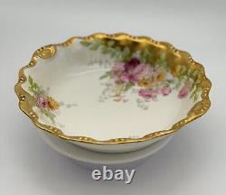 Antique L. R. L. Limoges Hand Painted Porcelain Serving Dish Floral & Gold Trim