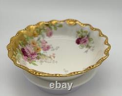 Antique L. R. L. Limoges Hand Painted Porcelain Serving Dish Floral & Gold Trim