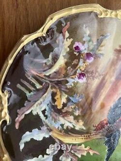 Antique Large Limoges France Handpainted Bird Charger Plate