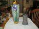 Antique Limoges 12 1/2 Hand Painted Gold Accents Art Nouveau Floral Iris Vase
