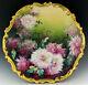 Antique Limoges 13,25 Hand Painted Chrysanthemums Signed Charger Plaque Plate