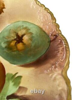 Antique Limoges 13.5 Charger Plate Hand Painted Fruit Pears Grape Signed Laurey