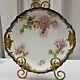 Antique Limoges 1891 1920 Cake Plate Hand Painted Gold Accents