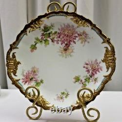Antique Limoges 1891 1920 Cake Plate Hand Painted Gold Accents
