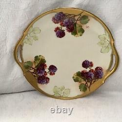 Antique Limoges (A. Lanternier & Co.) Handpainted & Signed Cake Plate with Handles