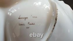 Antique Limoges Baroque gilded serving dish/appetizer tray, hand painted, signed