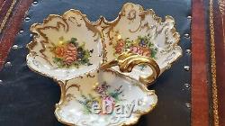 Antique Limoges Baroque gilded serving dish/appetizer tray, hand painted, signed