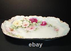 Antique Limoges Bawo & Dotter-Guerin-Pouyat Hand Painted Roses Porcelain Platter