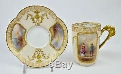Antique Limoges Chocolate Cup & Saucer, Scenic, Hand Painted