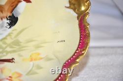 Antique Limoges Coronet Coiffe Plate Hand Painted Game Bird withGold Trim SIGNED