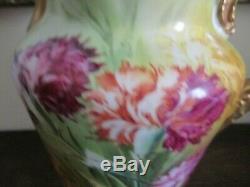 Antique Limoges Coronet France Hand Painted Chocolate Pot Signed Rancon Flowers