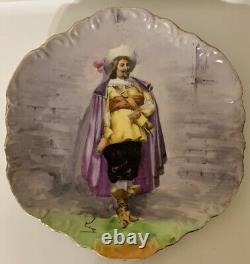 Antique Limoges Coronet Hand Painted Cavalier Plate 10 Artist Signed