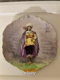 Antique Limoges Coronet Hand Painted Cavalier Plate 10 Artist Signed