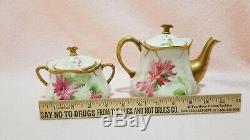 Antique Limoges Coronet Hand Painted Tea Pot & Sugar Bowl