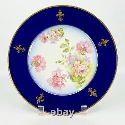 Antique Limoges D&C France Rose and Fleur-de-Lis Plates Set of 5