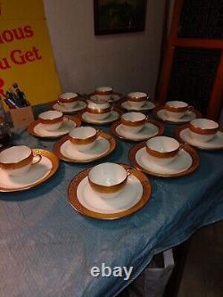 Antique Limoges France Artist Signed Coffee/Tea Set Lots Of Gold Hand Painting